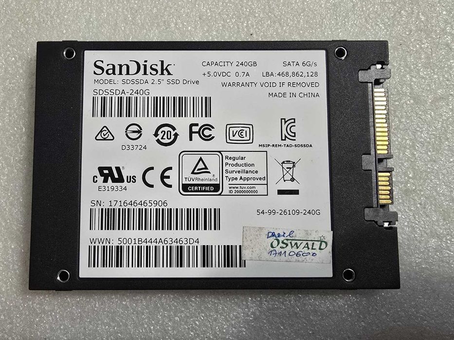 Solid-State Drive (SSD) SANDISK PLUS, 240GB, SATA3, 2.5", SDSSDA-240G