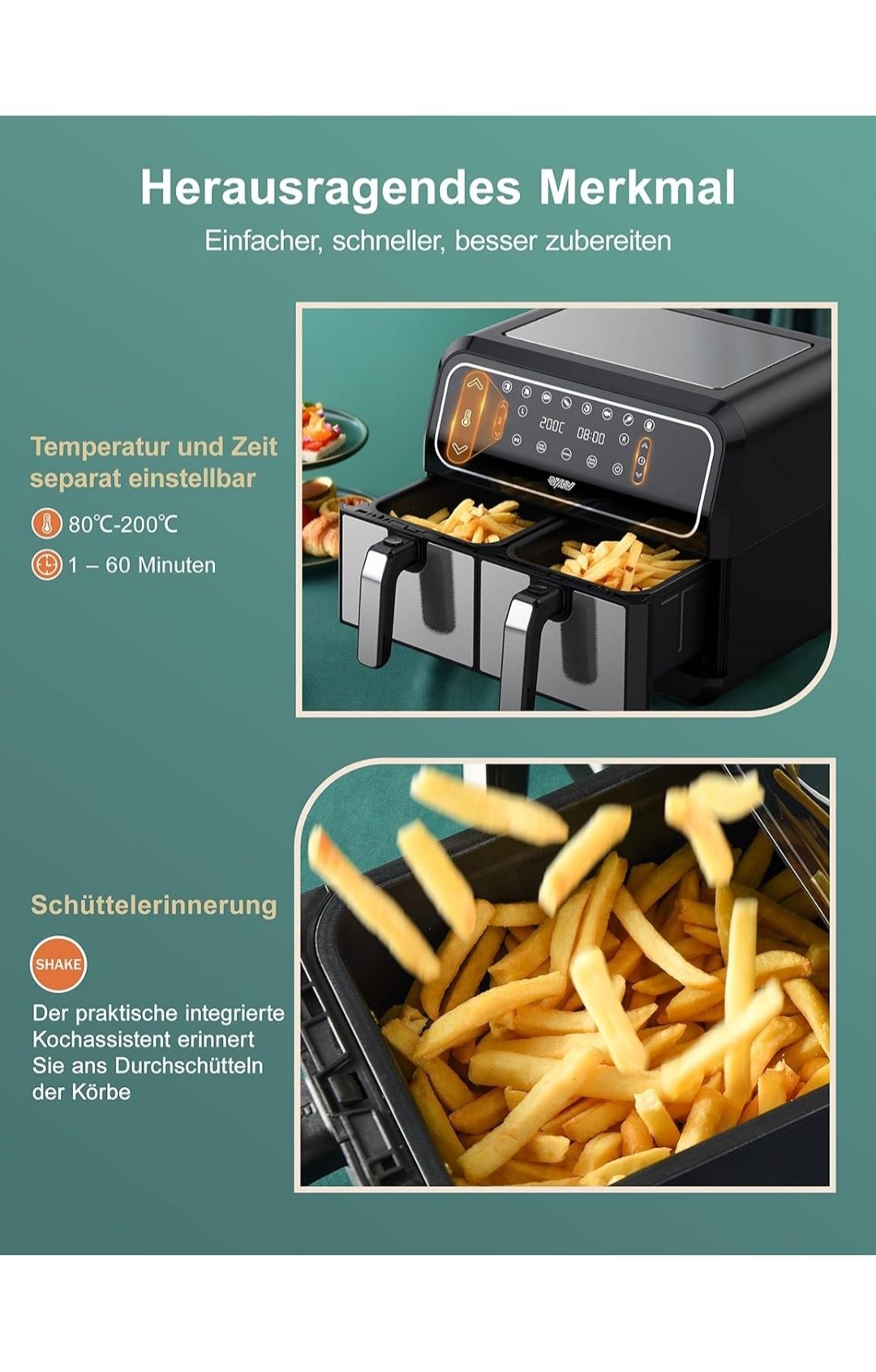 Airfryer  Innsky Dual Zone 8L/8 програми 1700W