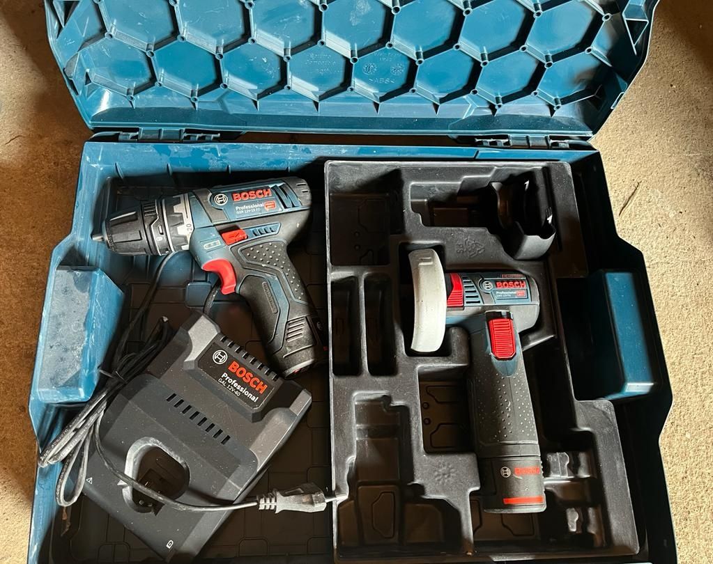 Set bosch 12v mini flex gws 12v-76 și filetanta gsr 12v-15 fc