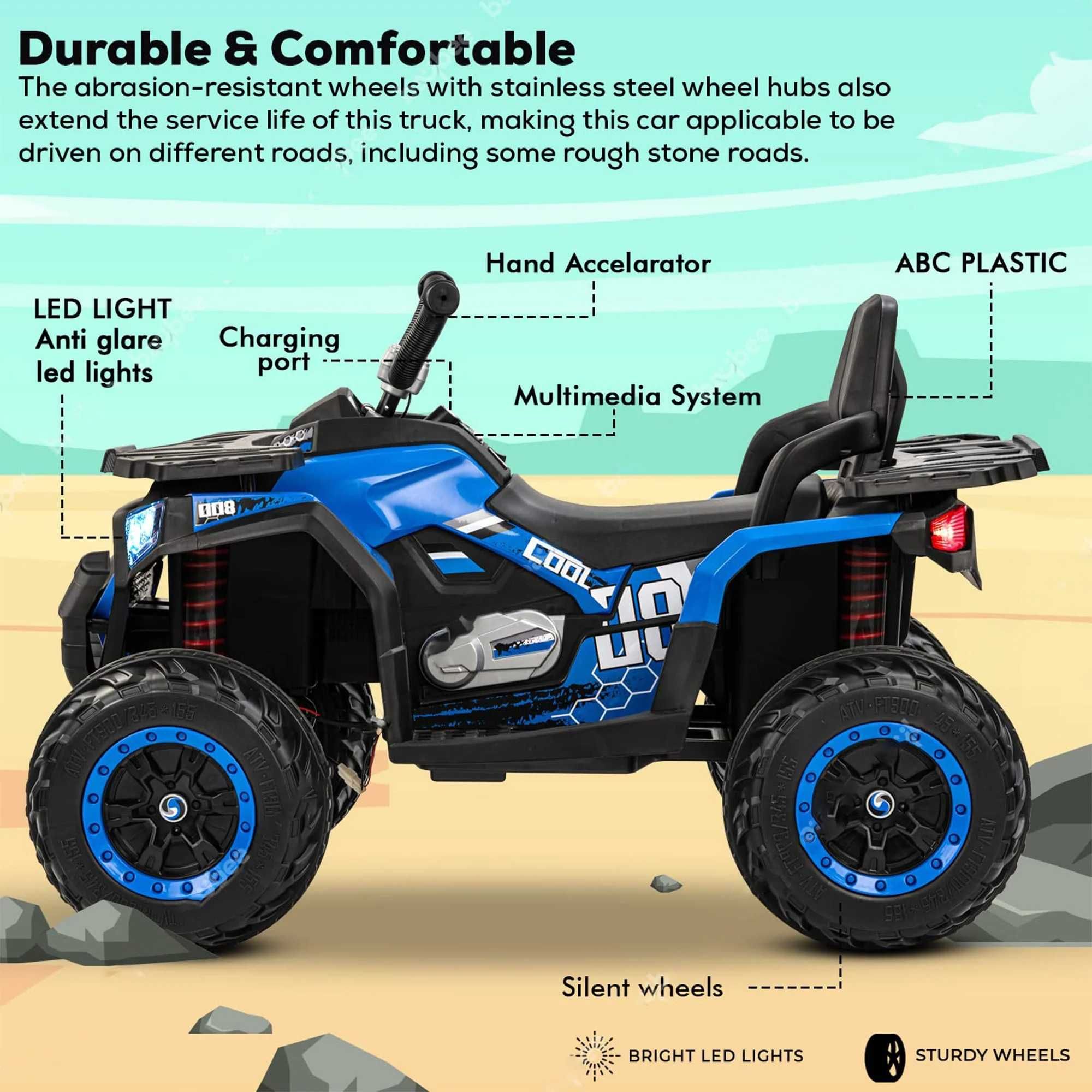 Акумулаторен бъги Cool 4X4 12V,MP3 плейър, с меки гуми с дистанционно