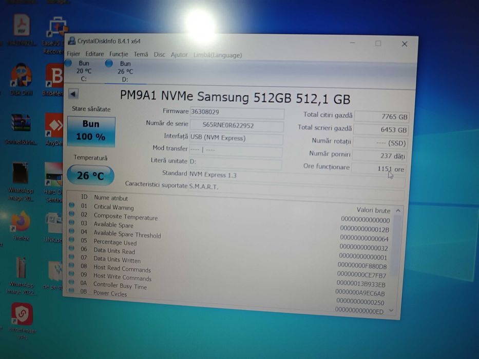 Ssd nvme Samsung/Hynix 512gb  impecabile -testate 100% ok.
