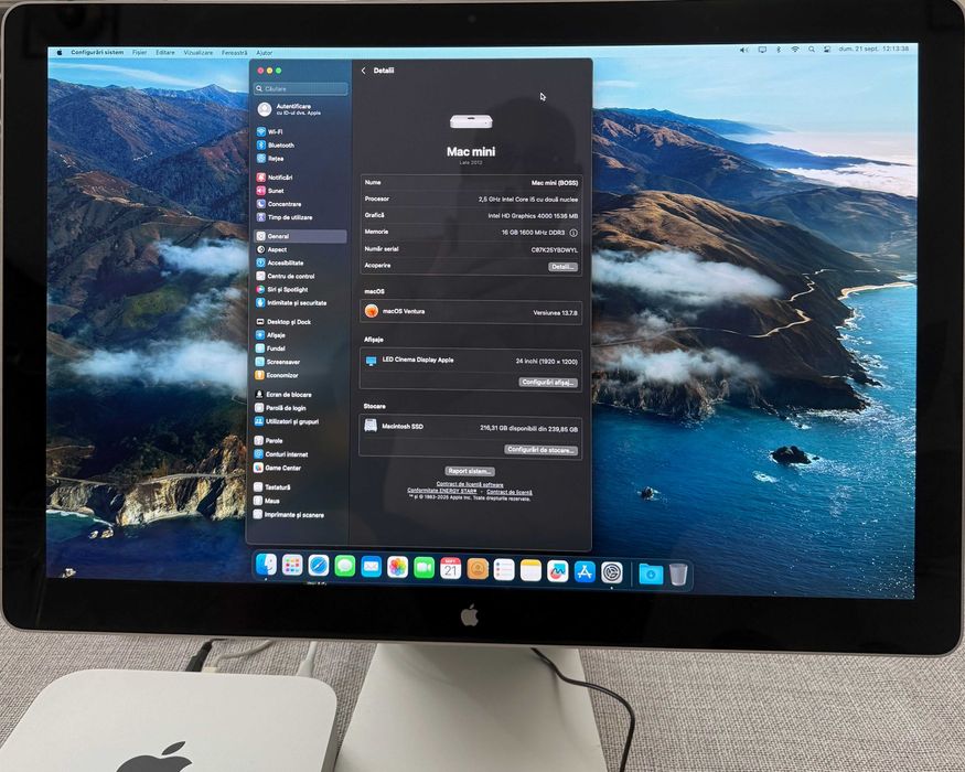 Apple mac mini Intel core i5, 16GB RAM, SSD 250GB + monitor Apple 24"