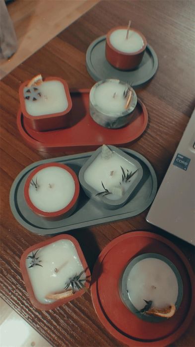 Свечи с подносами новогодние наборы