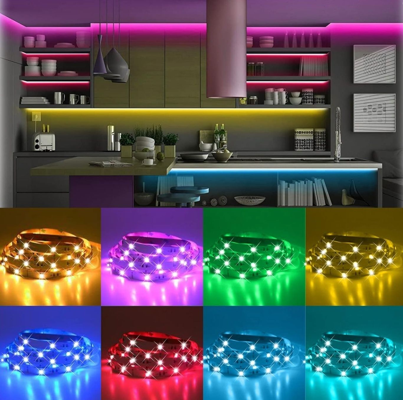 20м (2х10м) RGB LED лента с Bluetooth и дистанционно, микрофн