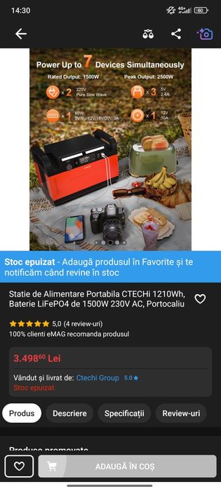 Statie portabila de incarcare 1.2 kw