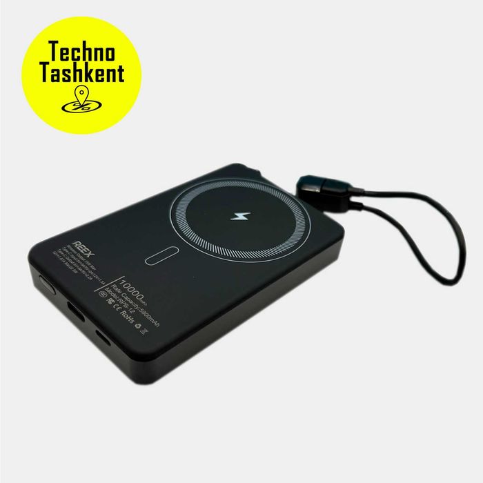 Внешний аккумулятор повербанк RPB12 Reex 10000 Magsafe,быстрая зарядка