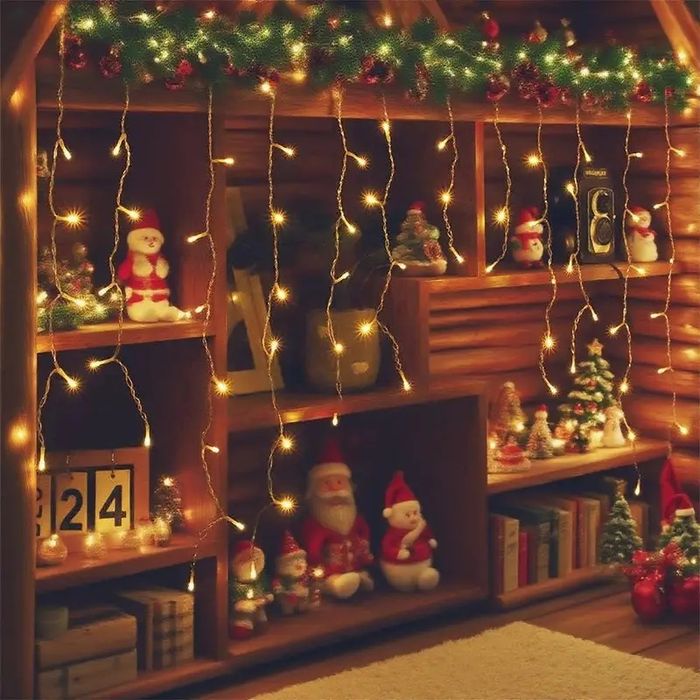 25Метра Висящи Коледни Лампи Тип ЗАВЕСА Екстериор/ Интериор Влагоу