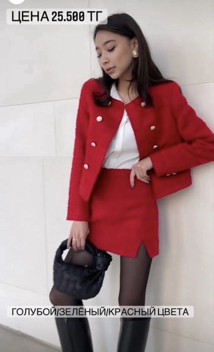 Новые твидовые костюмы Турция, красный 46 L, белый 44 М размер