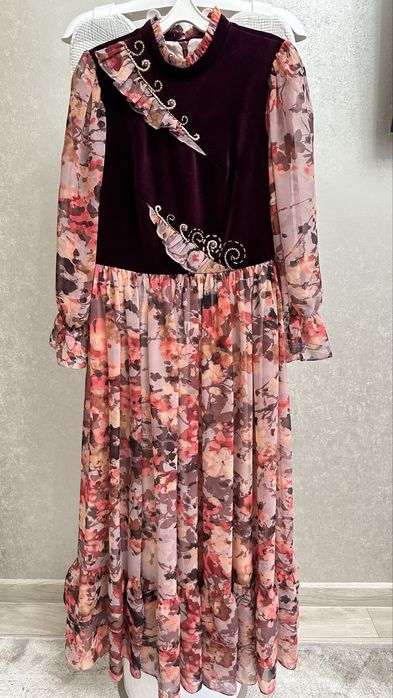 Платье шифон с велюром