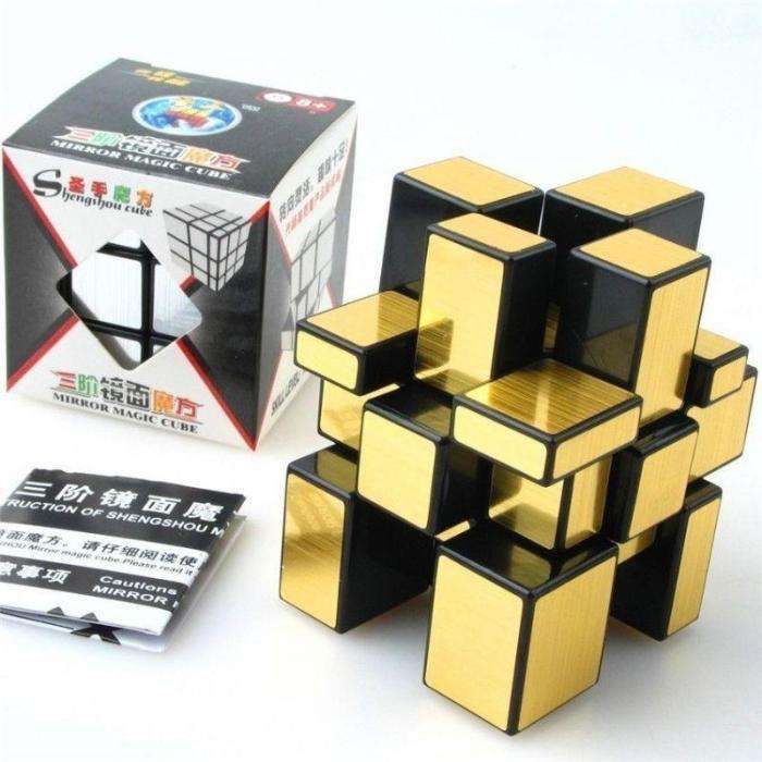Cub Rubik 3x3x3 Mirror, auriu cu negru