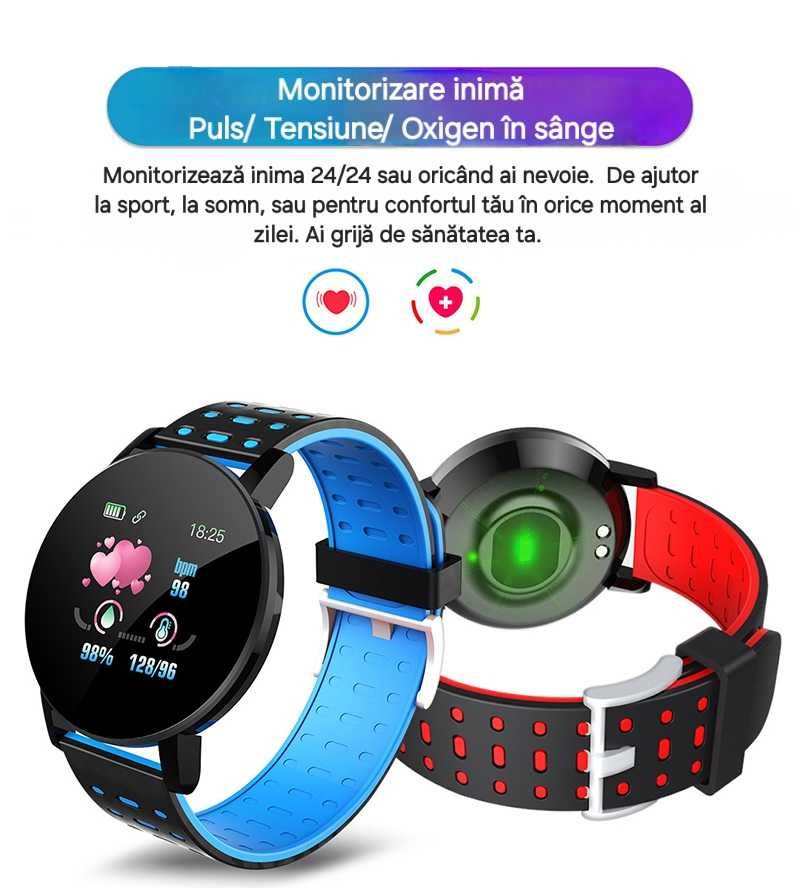 Smartwatch cu zeci de funcții. Apel/Mesaje/Sport/Sănătate. Blue&Negru.