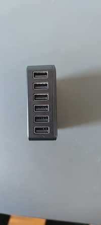 USB зарядно с 6 порта, за едновременно зареждане на 6 устройства.