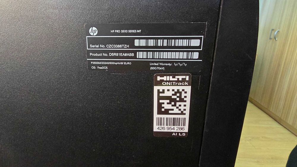Unitate centrala PC HP Pro 3500 I3 3240, 8Gb RAM, SSD 180Gb, HDD 500Gb