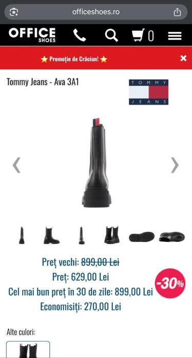 Ghete/bocanci Tommy Jeans noi, piele naturala