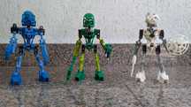 3 seturi LEGO Bionicle: Gali, Lewa, Kopaka