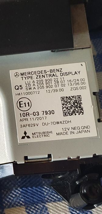 Vand Monitor Display Navigatie Mercedes W205 C205 W253 GLC 447