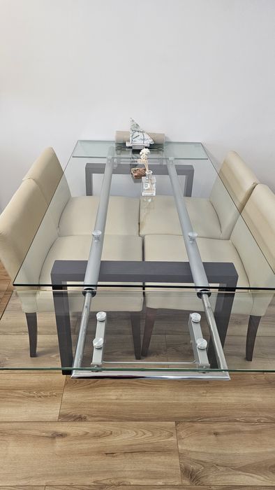 4 Scaune dining piele crem