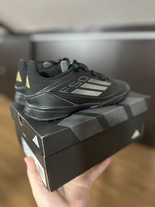 Ghete fotbal - adidas F50 League TF Junior - Negru, marime 31