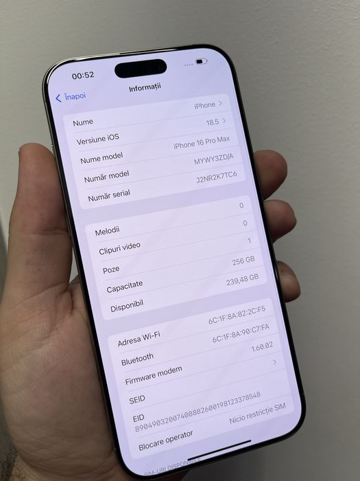 Iphone 16 Pro Max 256GB ca nou