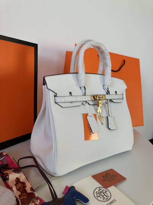 Geanta Hermes Birkin 35 Alb/Accesorii Gold