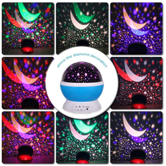 Lampa 2in1 cu Proiector de Cer Instelat Lumina de Noapte Rotativa 360°