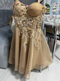 Rochie beige cu flori