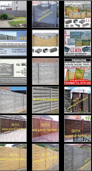 Gard placi beton boltari pavaje fier forjat borduri spalieri coame