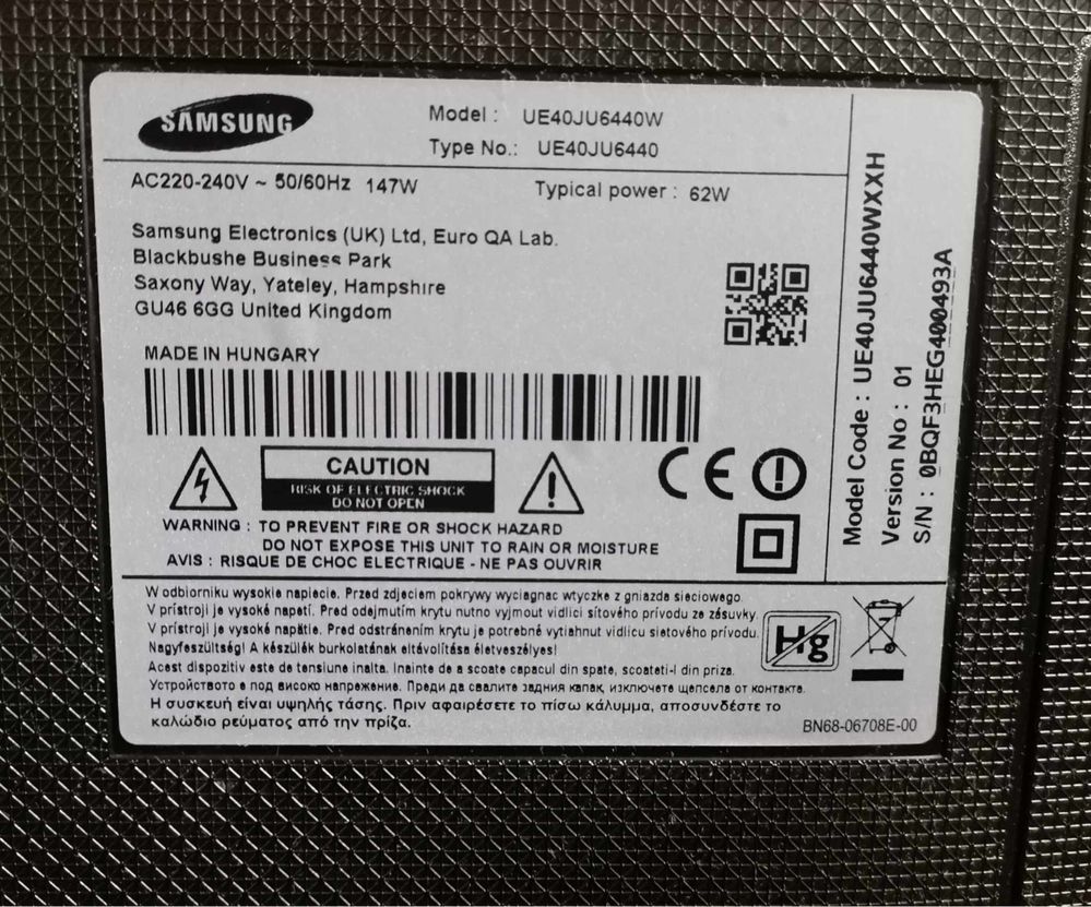 Smart TV Samsung UE40JU6440W на части