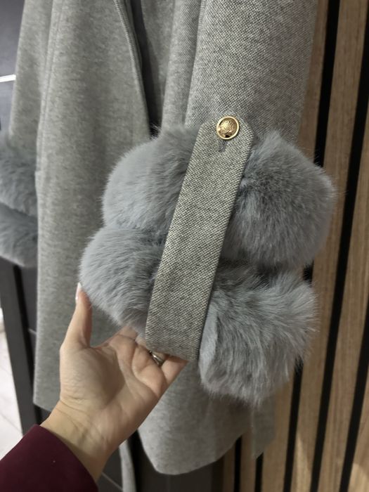 Palton lana dama cu blana naturala