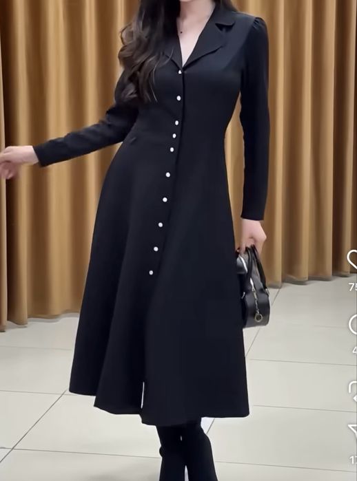 Элегатное черное платье на мераприятие и на повседневку