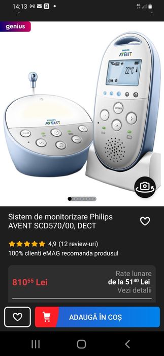 Sistem de monitorizare bebeluși Philips