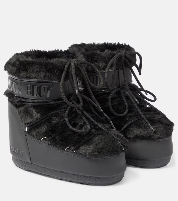 Дамски Апрески Moon Boot Icon Low Faux Fur blk
