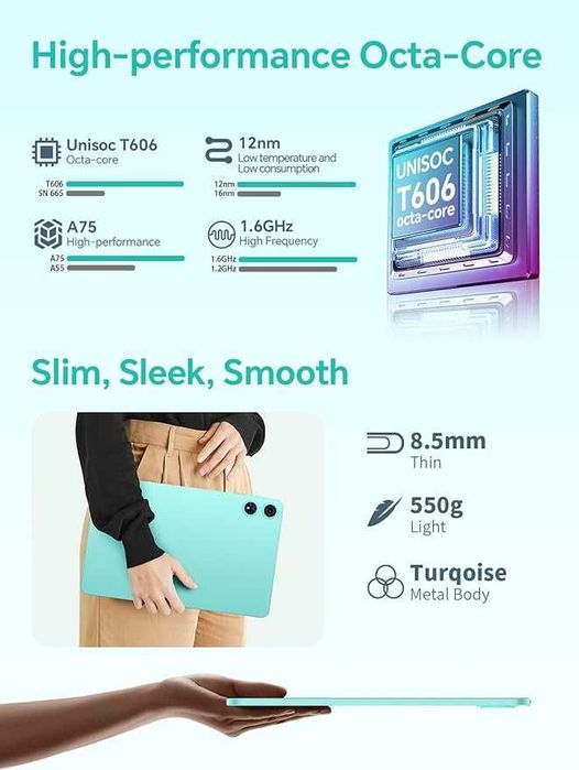 ODEA Tablet 12 2025 2K Android 15, 8000mAh, 12GB RAM+128GB ROM