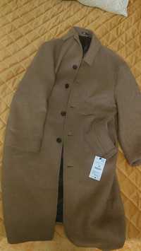 Palton Zara NOU, lana, marimea L 50 52 geaca sacou maro