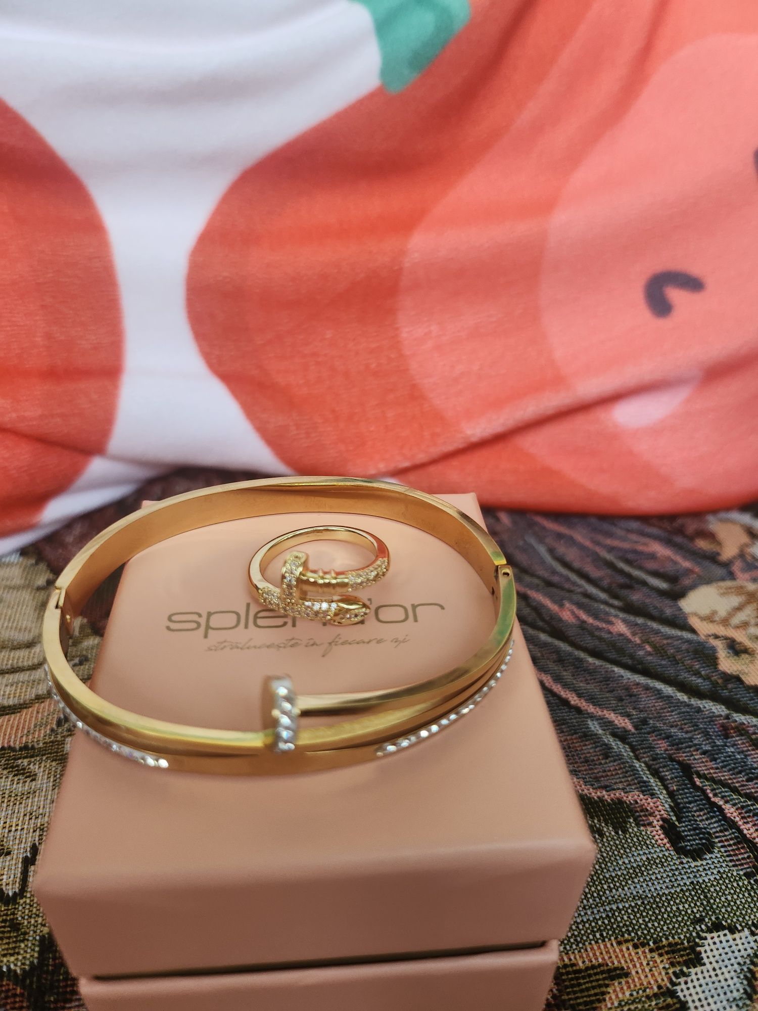 Set model CARTIER inel si bratara otel inoxidabil placat