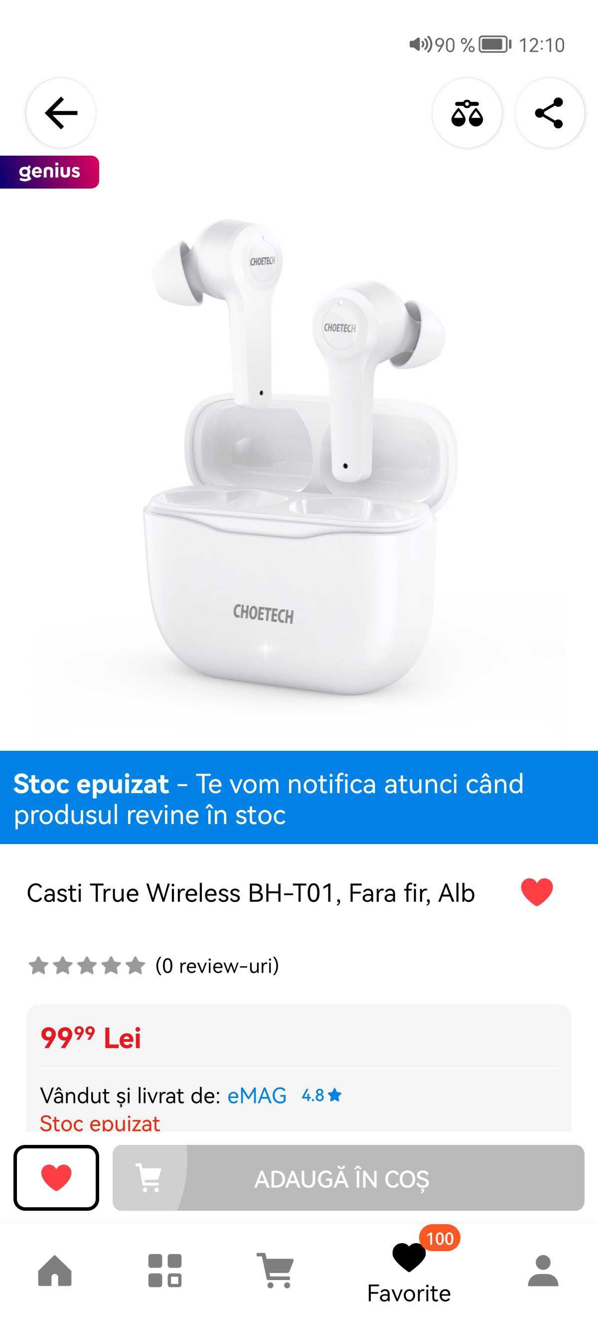 Casti Audio Wireless Fara fir TWS Bluetooth Sigilate Garantie CHOETECH