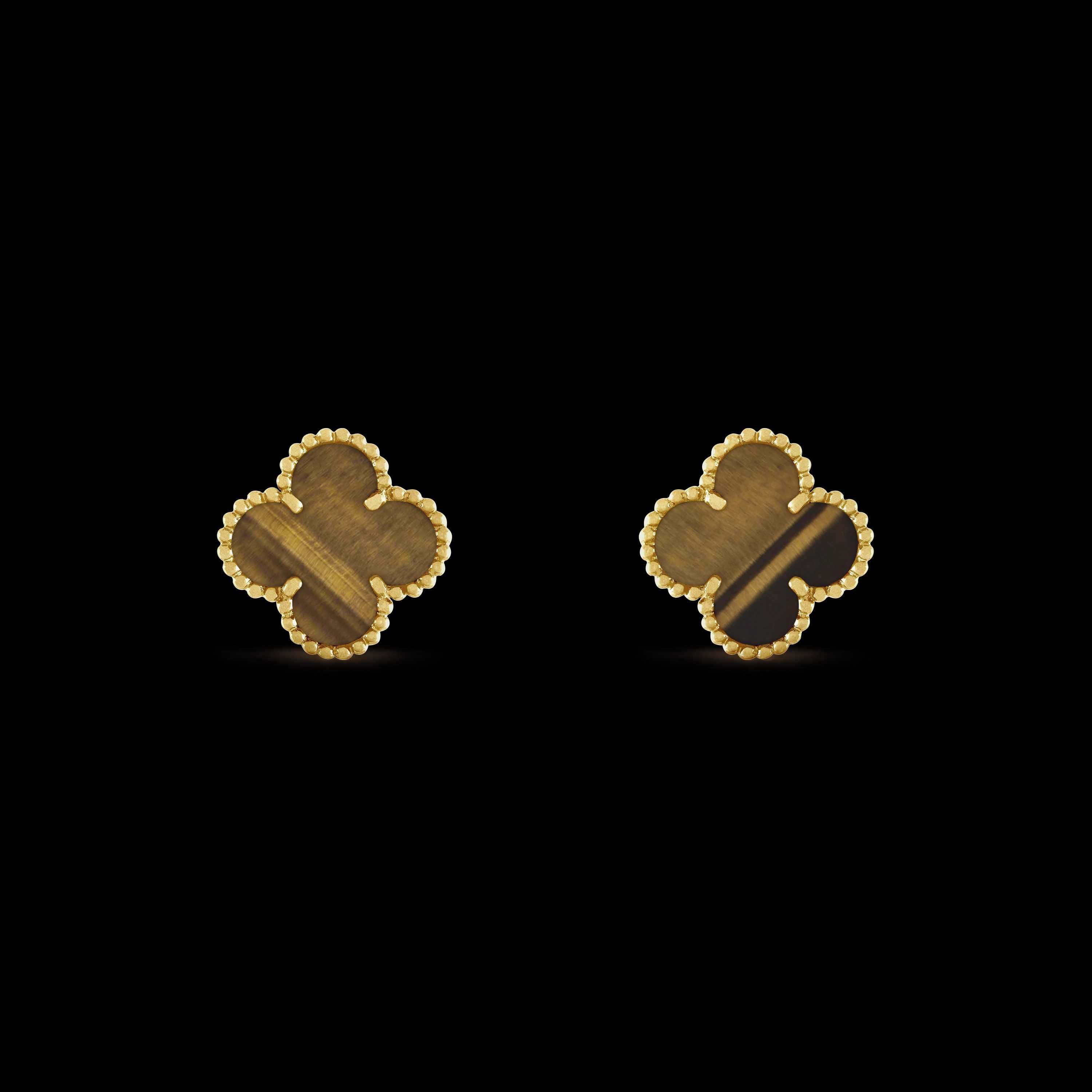 Van Cleef & Arpels VCA Gold Tiger Eye Vintage Alhambra Дамски Обеци