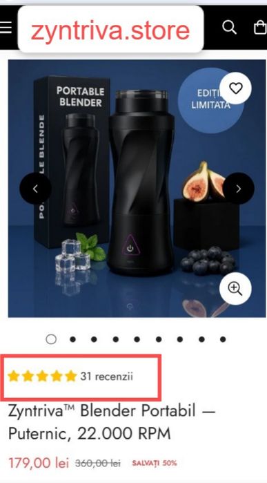 Blender Portabil USB  – 700 ml, Baterie 6 000 mAh, Garanție 2