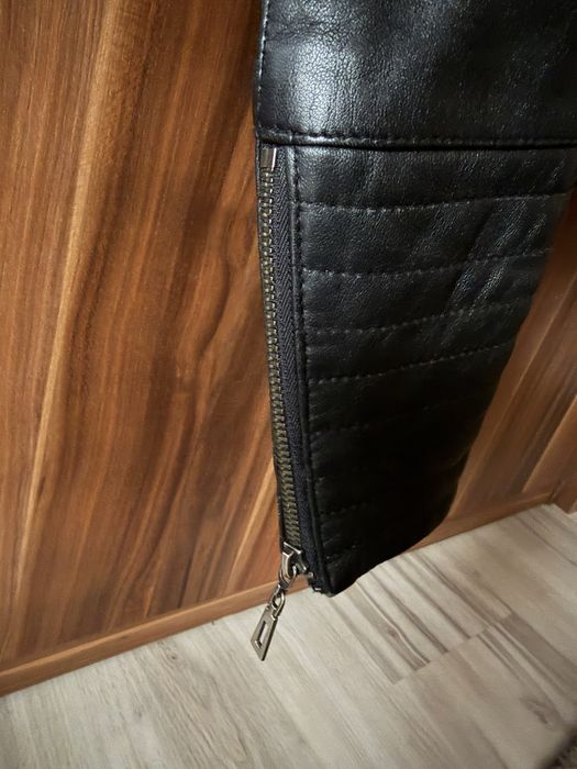 Дамско яке естествена кожа с яка от косъм