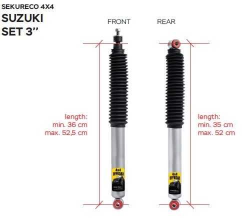 Амортисьори за повдигане +2/+3 инча за Suzuki Samurai и Suzuki jimny