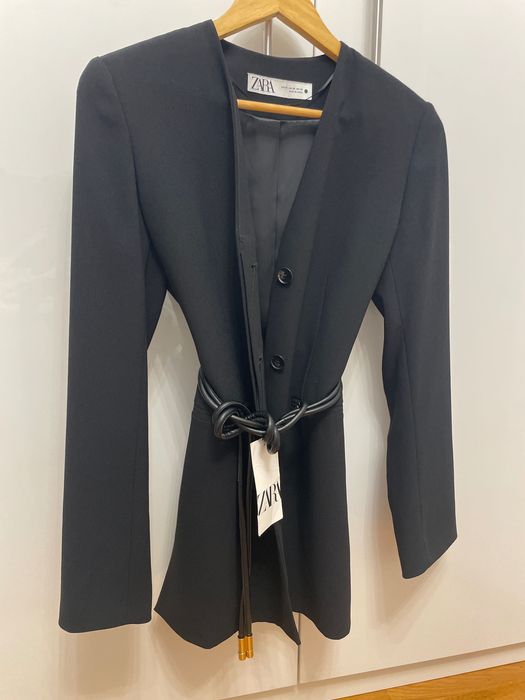 Zara сако с кожен колан.НОВО !