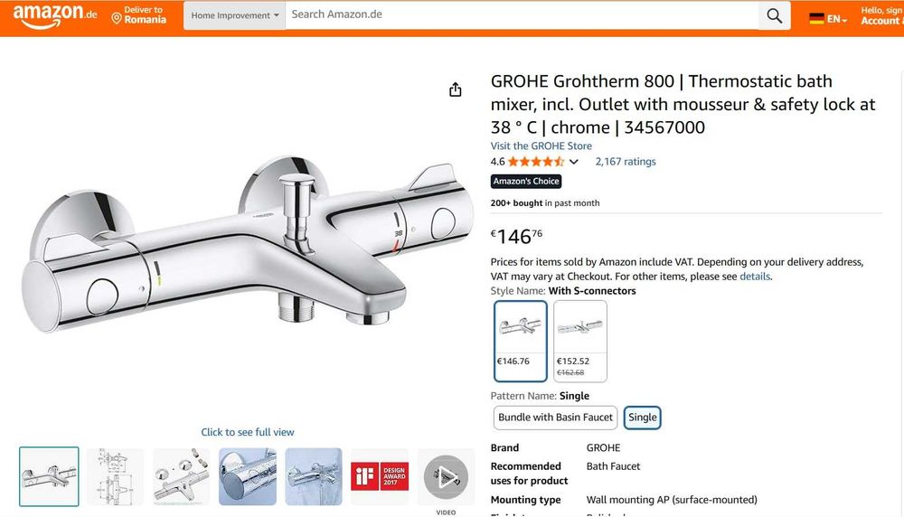 Baterie termostatică GROHE Grohtherm 800