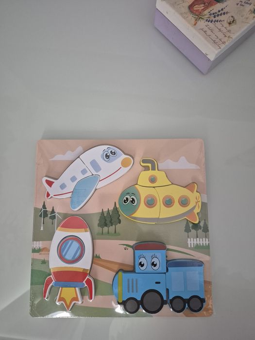 2 in 1 Incastru Puzzle Lemn Autovehicule