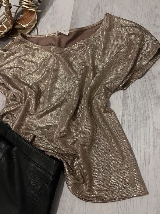 Top Promod / tricou elegant , S/36 , auriu