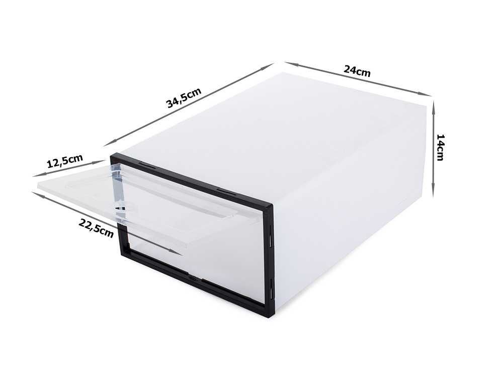 Set 3 cutii organizatoare pantofi cu capac rabatabil transparente