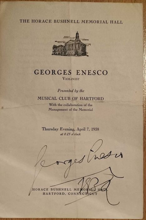 Autograf George Enescu, 1938