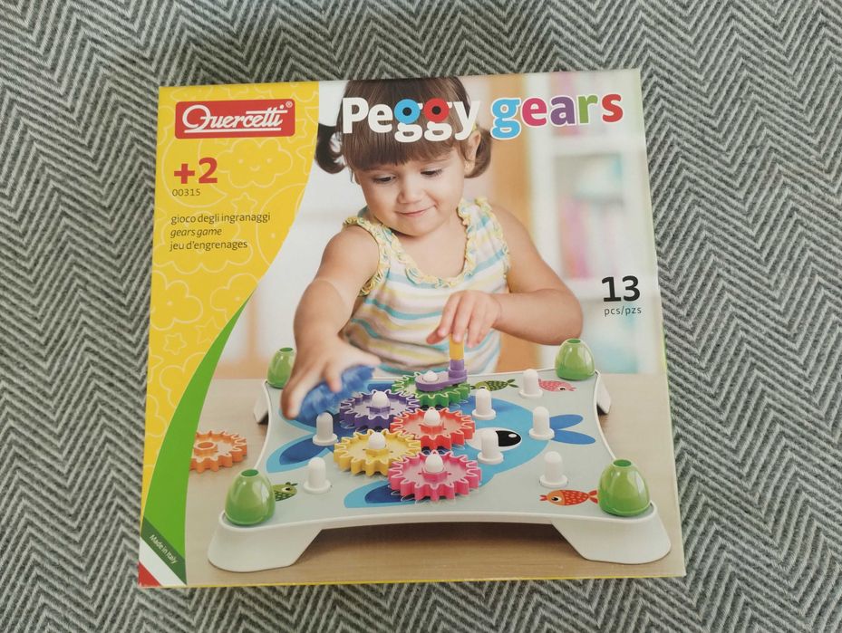 Детска игра със зъбни колела Quercetti - Peggy Gears, 13 части