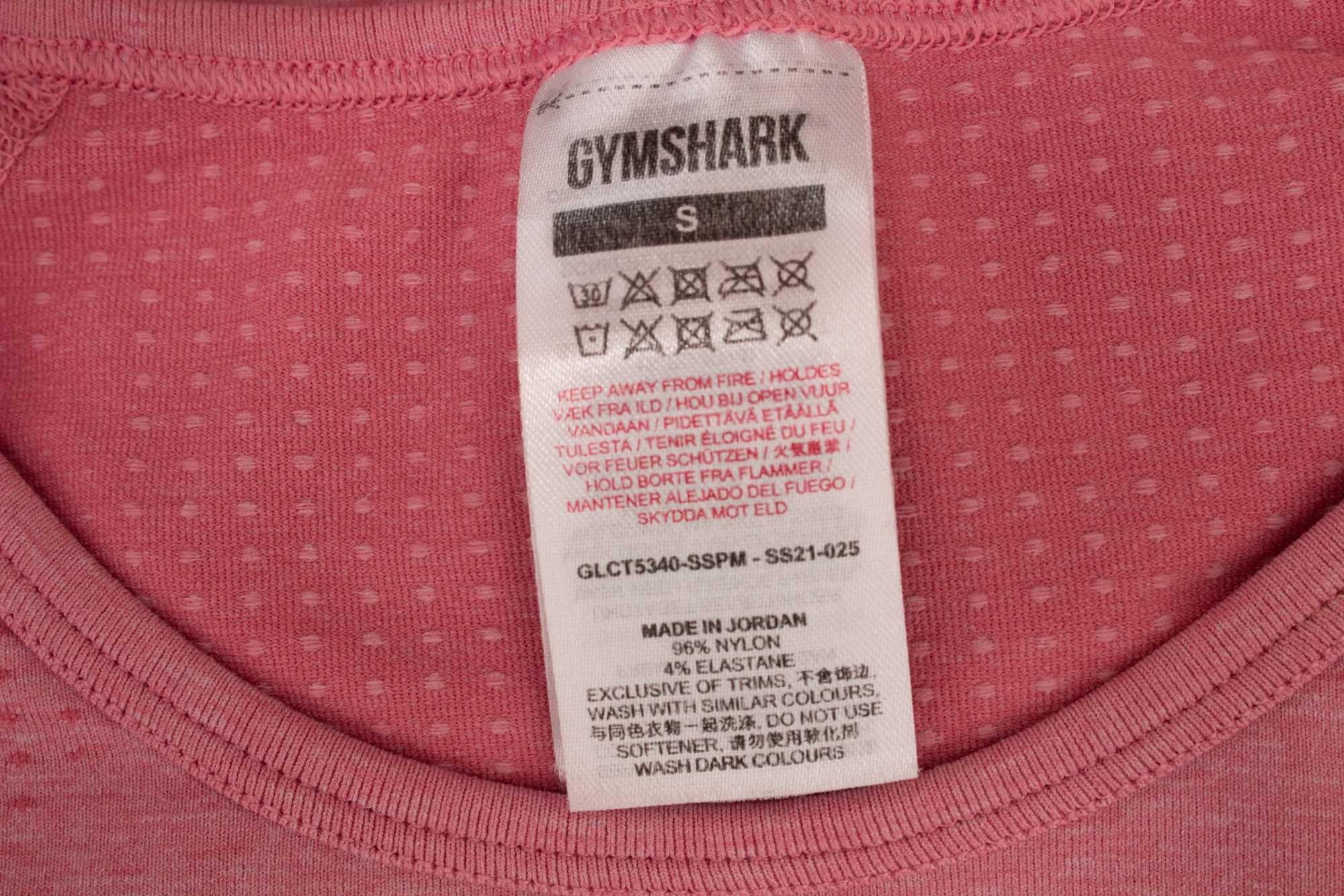 Gymshark дамски кроп топ къс розов дълъг ръкав за фитнес S