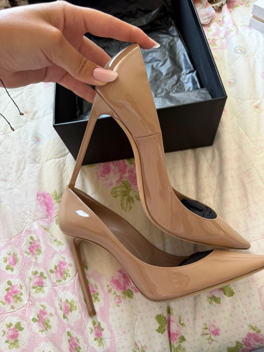 Pantofi stiletto Saint Laurent NUDE PATENT ANJA 105