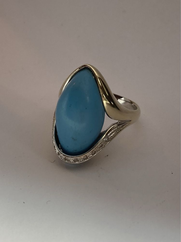 Inel aur 18kt.cu turquoise si diamante